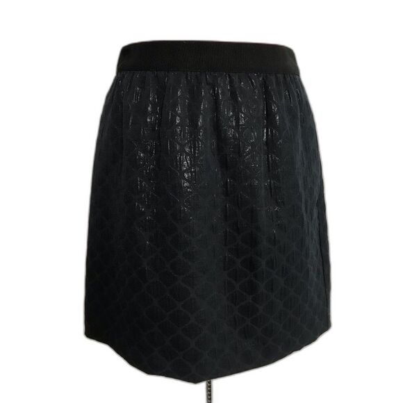 Loft Shiny Textured A-Line Skirt Women's Size 6 Navy Blue Metallic Side Pockets - Picture 9 of 12